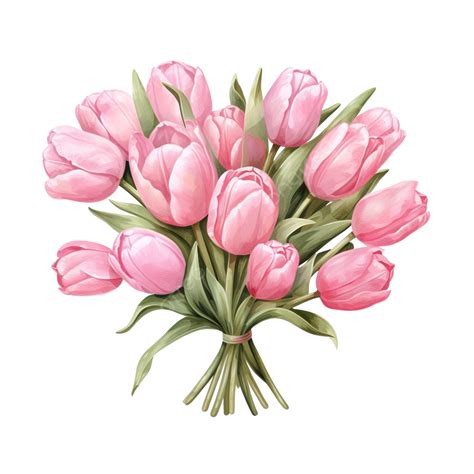 Pink Tulip Bouquet Flowers Watercolor Ai Generated Tulip Pink