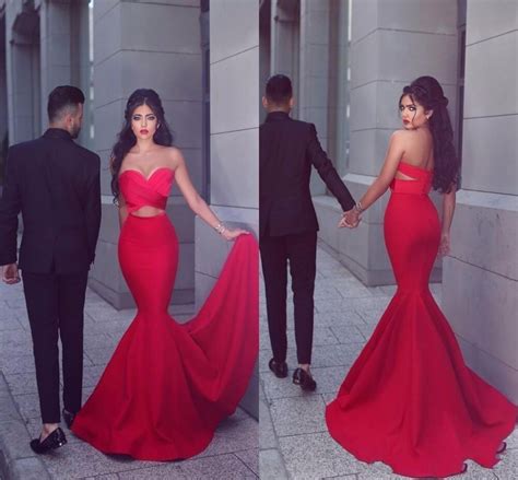 New 2017 Cheap Red Mermaid Prom Dresses Fast Shipping Sexy Cutaway