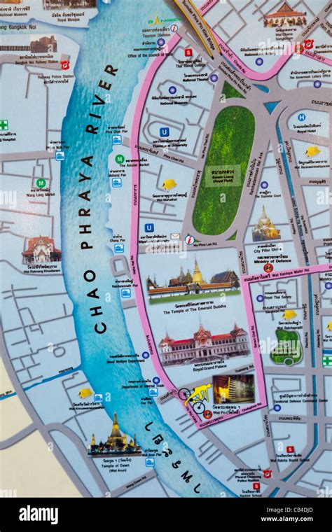 Thailand Bangkok Map Of Main Tourist Attraction Stock Photo Alamy