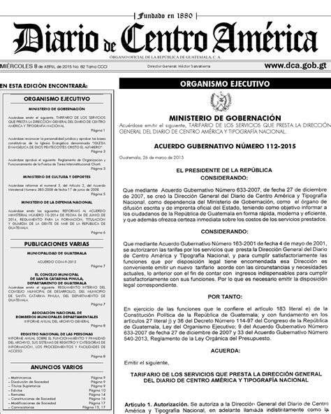 Los países de centroamérica son muy dispares en cuanto a sus estrategias y resultados frente al también hay gran contraste entre sus resultados: Tarifario de servicios del Diario de Centro América y ...