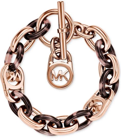 Michael Kors Rose Gold Tone Fulton Bracelet Toggle Bracelet Chain Link