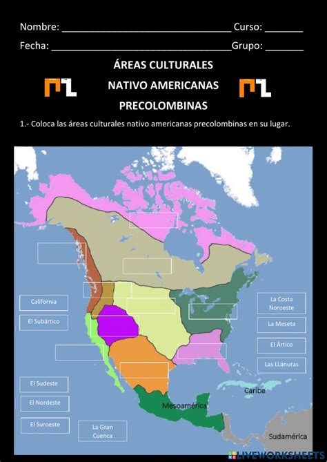 Áreas Culturales Nativo Americanas Precolombinas Worksheet