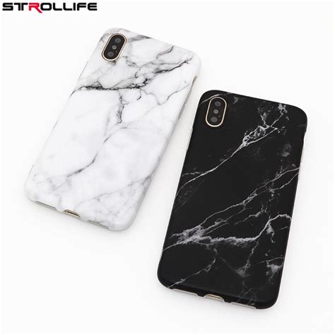 strollife granite stone image phone cases for iphone x cover fashion black white marble soft imd
