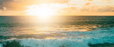 Download Wallpaper 2560x1080 Sea Waves Sunset Sunlight Dual Wide