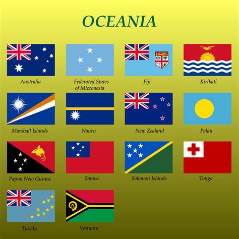 Set Of All Flags Of Oceania 21929156 Vector Art At Vecteezy