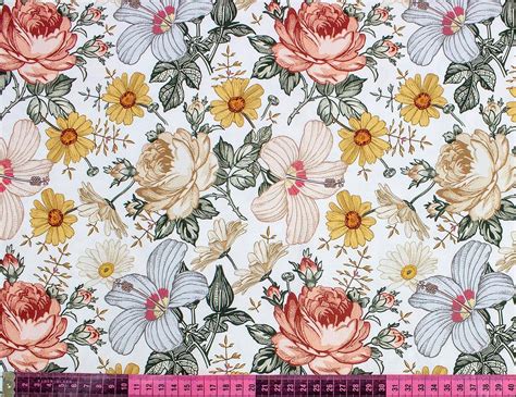 Vintage Retro Floral Cotton Fabric