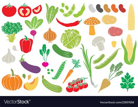 Vegetables Icons Collection Royalty Free Vector Image