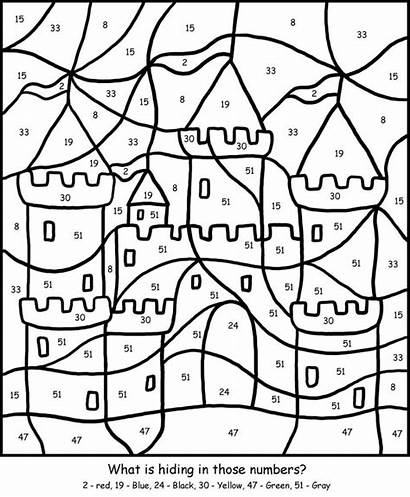 Numbers Number Worksheet Castle Coloring Printable Pages