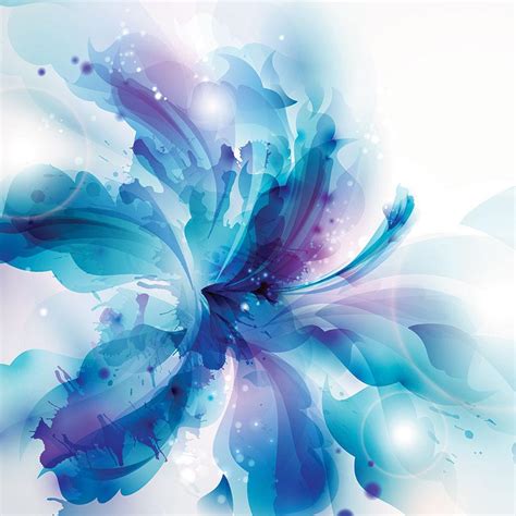 Abstract Blue Flower Extra Large Modern Digital Art Newartmix