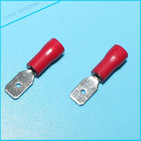 100pcs Red 48mm Spade Crimp Terminal Mdd125 187 Male Pre Insulated