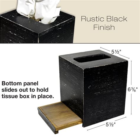 Excello Global Products Rustic Black Barnwood Tissue Box Cover Tissue