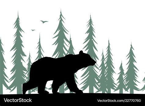 Bear Silhouette With Forest Royalty Free Vector Image