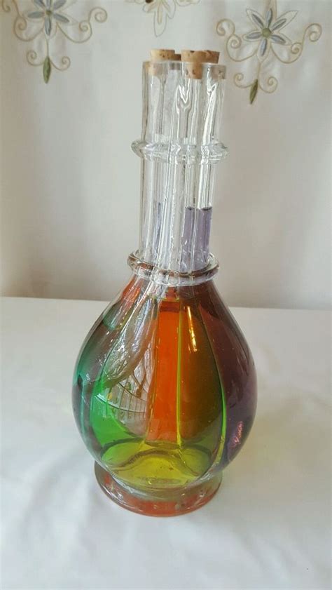 Antique French Glass 4 Chamber Bottle Fait Main France Collectible Decanter French Antiques