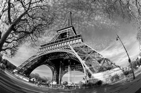 Streets Of Paris In Black And White Eiffel Tower Stock Image Image