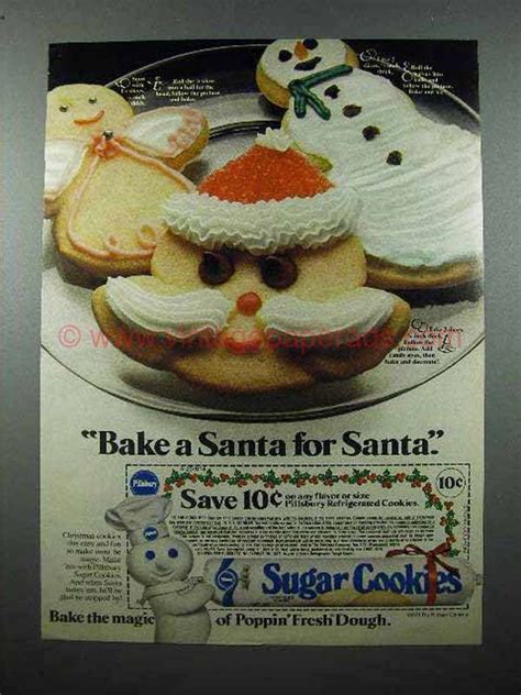 Chocolate dipped vanilla bean cashew crescent cookies. 1979 Pillsbury Sugar Cookies Ad - Bake a Santa