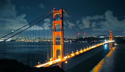 Bridge Night Lights San Francisco Golden Gate Bridge Wallpapers Hd