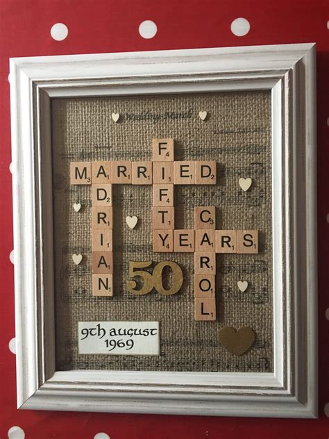 Titanium, tantalum, gold, platinum, carbon fiber. Scrabble tiles Golden wedding 50th Anniversary gift #50th ...