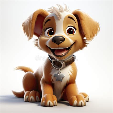 Joyful Cartoon Puppy Dog With Big Eyes Stock Illustration