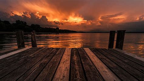 Hd Wallpaper Pier Dock Finland Ruonala Nature Sunset Clouds
