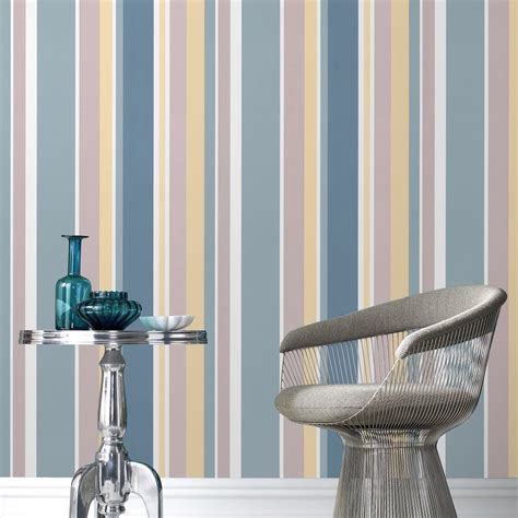 Blue Striped Wallpaper Homebase Wallpapernorth