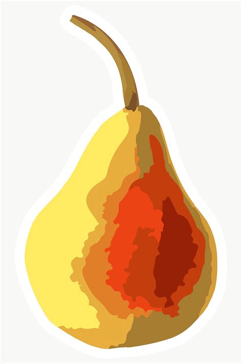 Vectorized Pear Sticker Overlay With White Border Design Element Free