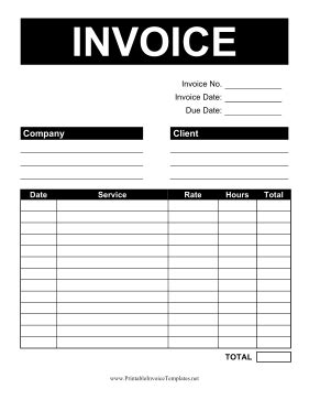 large print service invoice template