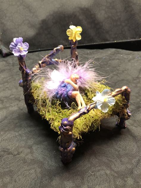 Ooak Fairy Sleeping Faerie Lavender Blue Twig Bed Handmade Etsy