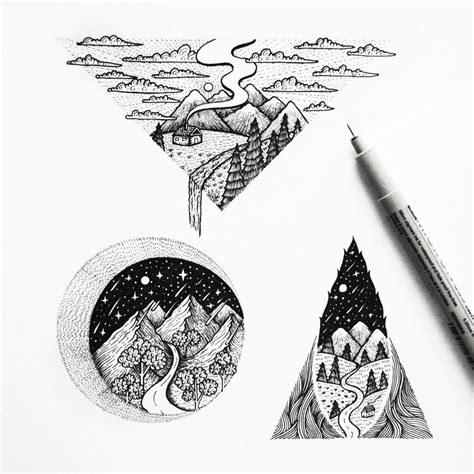 With a fountain pen holding it at a roughly 45 degree angle will give you better results. Mountain Pen Drawing at PaintingValley.com | Explore ...