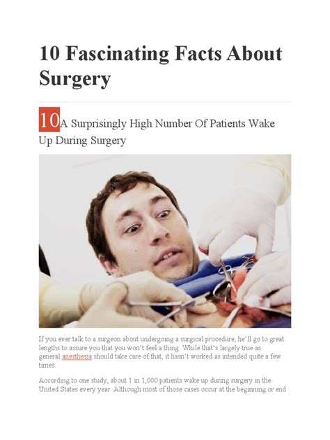 10 Fascinating Facts About Surgery Pdf Surgery Anesthesia