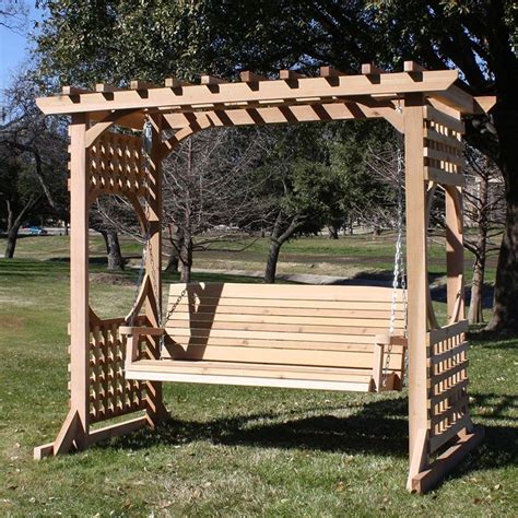 Set chain to desired length. TMP Outdoor Furniture Colonial Red Cedar Arbor Swing Set ...