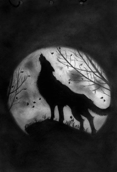 If not also in helping me draw foxes. Wolf and moon - without the black background | Wolf ...