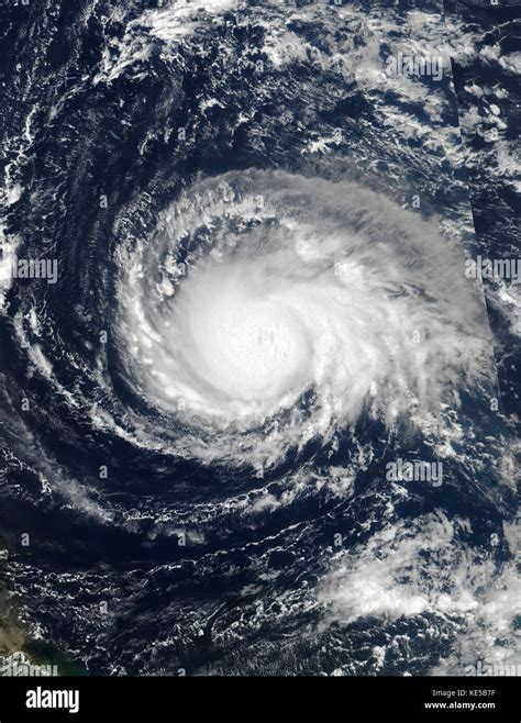 Satellite View Of Hurricane Irma Approaching The Leeward Islands Stock