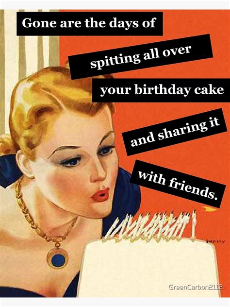 Funny Retro Vintage Birthday Cake Blowing Out Candles Greeting Card For Sale By