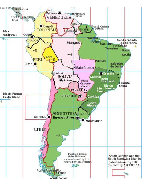 South America Time Zones Map Live Current Local Time With Time Zone