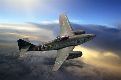 арт небо мессершми́тт Me262 немецкий реактивный истребитель война Ww2