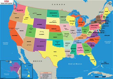 Us Map With Capitals 50 States And Capitals Us State Capitals List