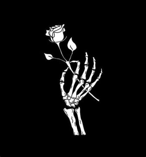 Aesthetic Skeleton Hand Holding Rose Wallpaper Guitar Rabuho