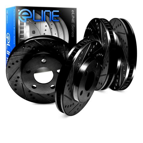 R1 Concepts Eline Series Front Rear Black Drilled And Slotted Brake