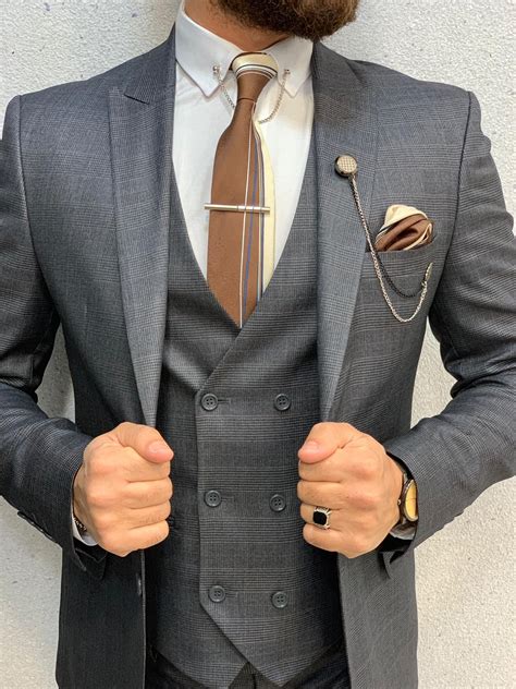 name gentwith ade gray slim fit glen check wool suit collection fall winter 19 2020 product