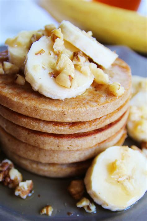 Flourless Maple Banana Oatmeal Pancakes With Crumbled Walnuts Recipe