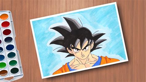 Draw Goku From Dragon Ball Z Goku Drawing With Watercolour Youtube