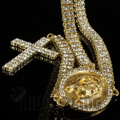 14k Gold Iced Jesus Chain Hip Hop Necklaces Nivs Bling