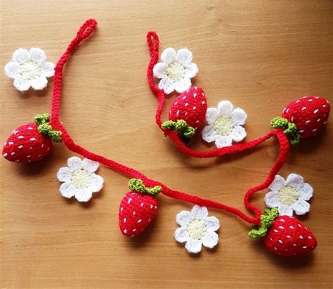 Crochet Strawberry Garland Flower Garland Summer Decorations
