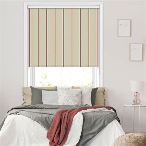 Strand Hessian And Red Vertical Striped Blackout Roller Blinds