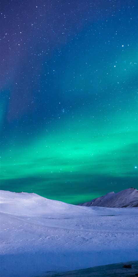Download Wallpaper 1080x2160 Aurora Green Sky Northern Light Glacier