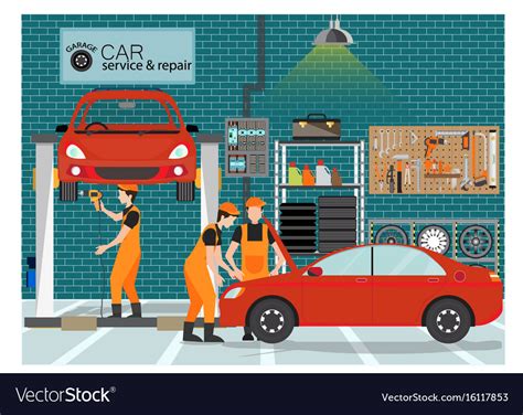 Car Service And Repair Center Or Garage Royalty Free Vector