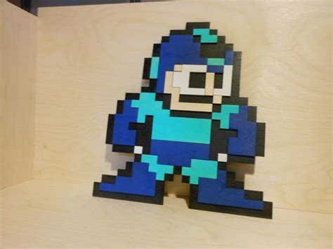 8 Bit Mega Man Wall Art Video Game Decor Eight Bit Wood Etsy