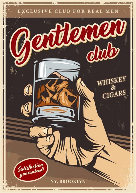 vintage gentlemen club advertising template free vector