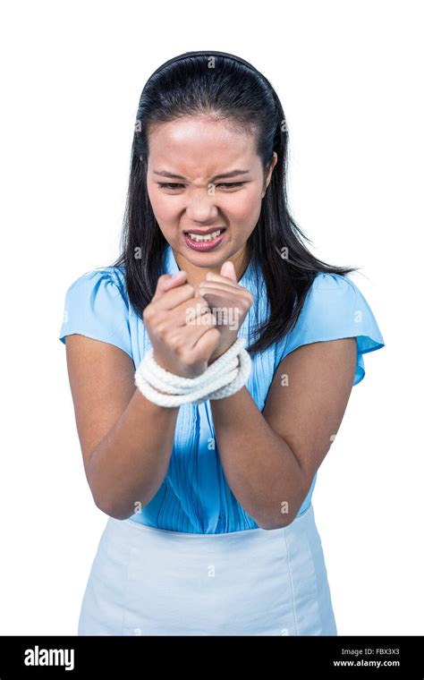 Businesswoman Being Tied Up Stock Photo Alamy