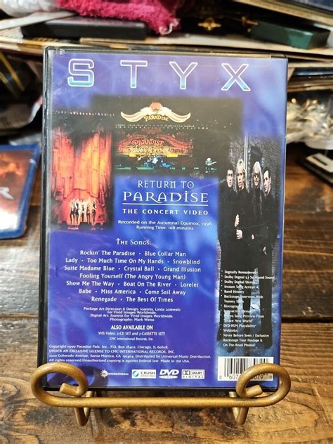 Styx Return To Paradise Dvd 1999 60768830790 Ebay